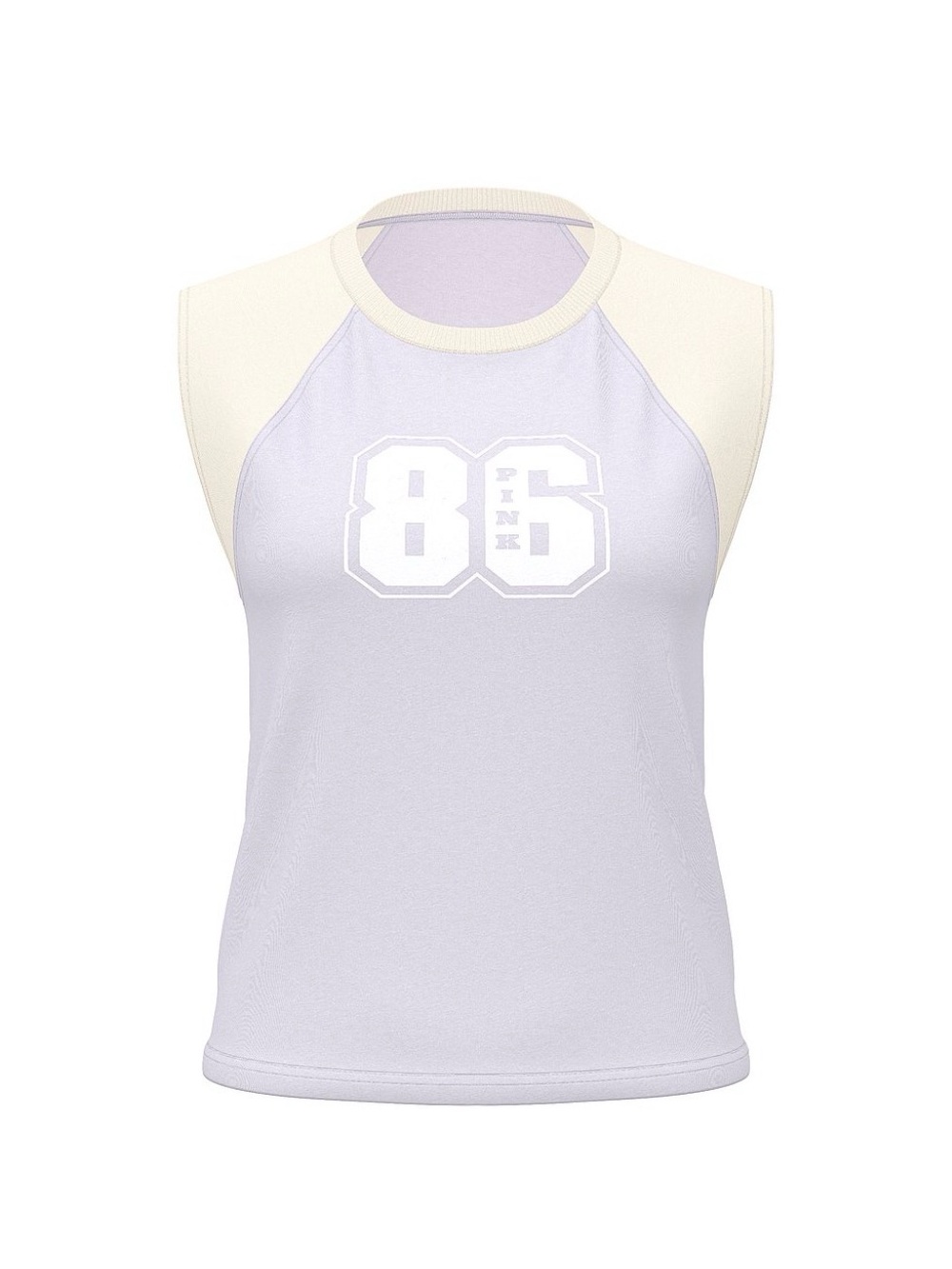 PINK Victoria's Secret Lilac Raglan '86 Tank with Cream Trim